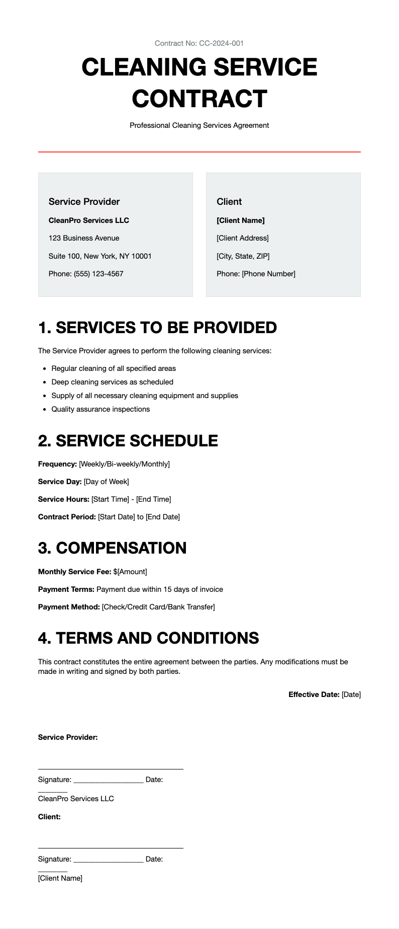 Swiss style precision cleaning contract